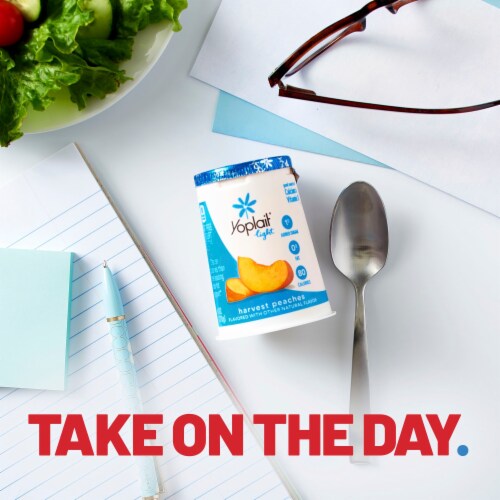 Yoplait Light Harvest Peach Fat Free Yogurt Cup Perspective: top