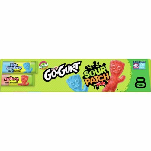 Yoplait® Go-Gurt® Sour Patch Kids Blue Raspberry & Red Berry Yogurt Tubes Perspective: top