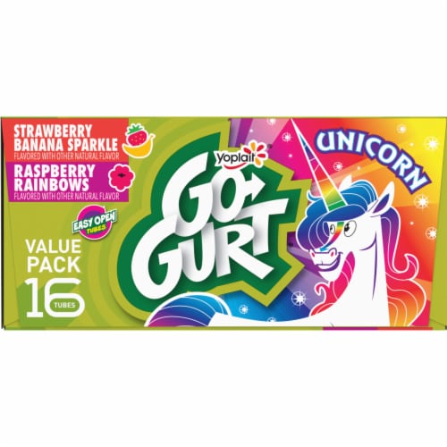 Go GURT Strawberry Banana and Raspberry Kids Fat Free Yogurt Tubes Perspective: top
