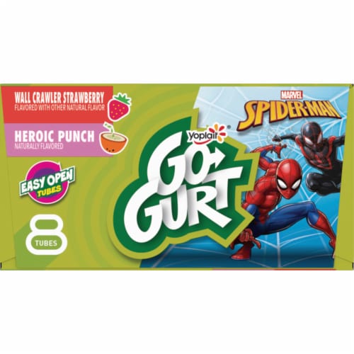Go Gurt Spiderman Gluten Free Berry and Fruit Punch Yogurt Tubes Perspective: top