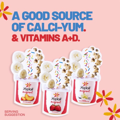 Yoplait Original Mountain Blueberry and Mixed Berry Low Fat Yogurt Cups Perspective: top