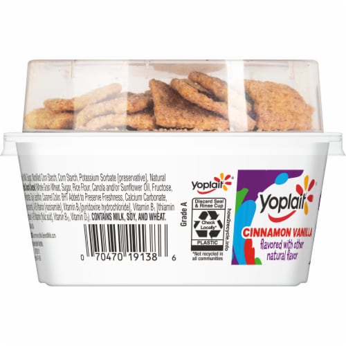 Yoplait Low Fat Vanilla Kids Yogurt & Cinnamon Toast Crunch Cereal Snack Perspective: top