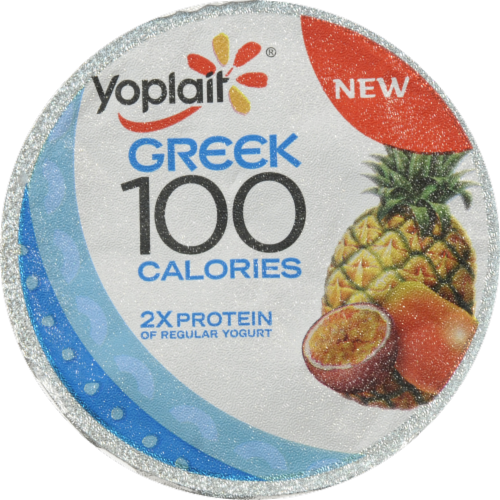 Yoplait Greek 100 Calorie Tropical Fruit Yogurt Perspective: top