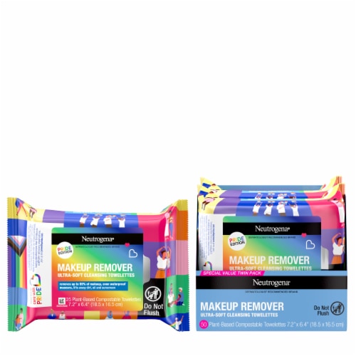 Neutrogena Makeup Remover Wipes Plant-Based Towelettes, Gently Removes Oil & Makeup Perspective: top