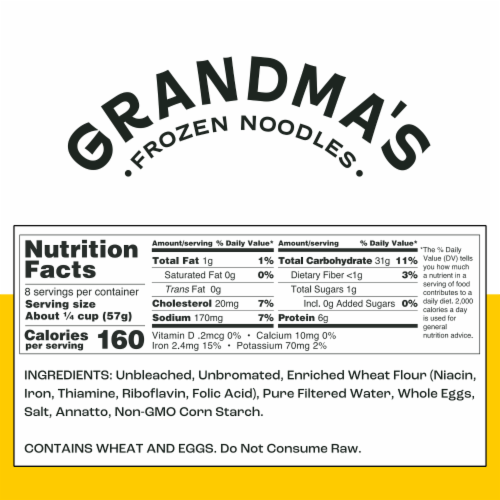 Grandma's Frozen Wide Egg Noodles Perspective: top