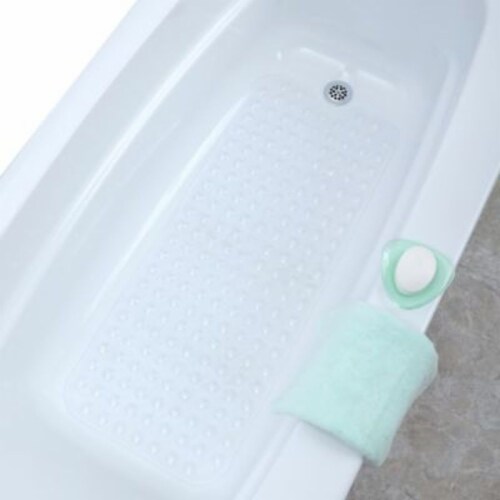 SlipX Solutions Extra-Long Vinyl Bath Mat - Clear Perspective: top