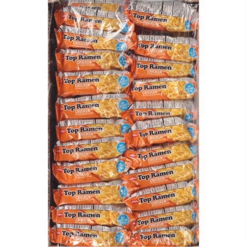 Top Ramen Chicken Flavor Noodle Soup Perspective: top