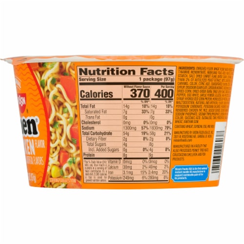 Nissin Top Ramen Chicken Flavor Ramen Noodle Soup Perspective: top