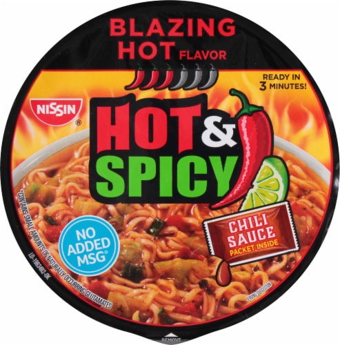 Nissin® Hot & Spicy Blazing Hot Flavor Ramen Noodle Soup Bowl Perspective: top