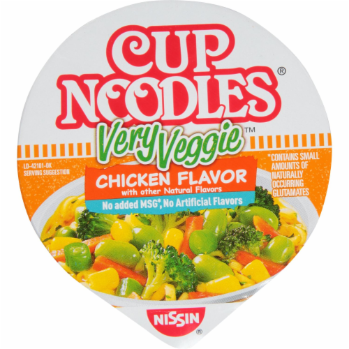 Nissin Cup Noodles Very Veggie Chicken Flavor Ramen Noodle Soup Perspective: top