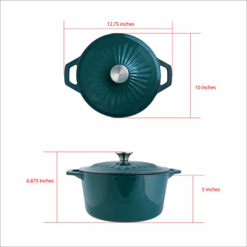Taste of Home 5 Quart Enameled Cast Iron Dutch Oven with Lid Perspective: top