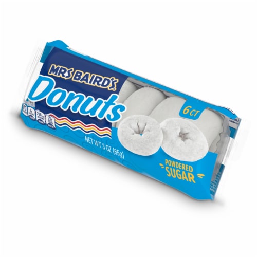 Mrs Baird's Powdered Sugar Mini Donuts Perspective: top