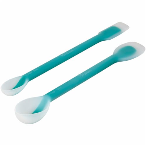 Wilton Scrape and Measure Spatula - Aqua Perspective: top