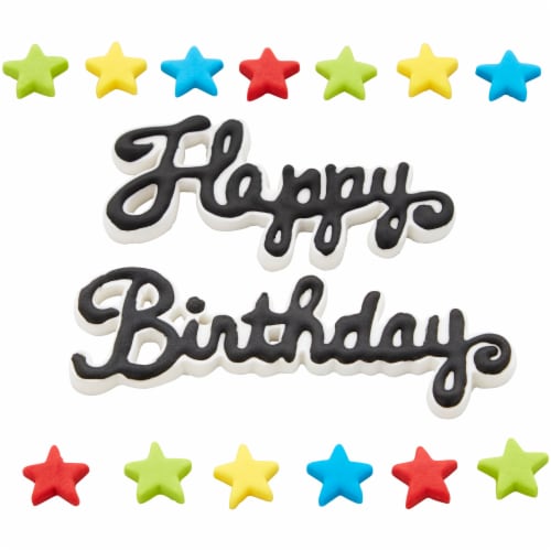 Wilton Icing Happy Birthday Star Decorations Perspective: top
