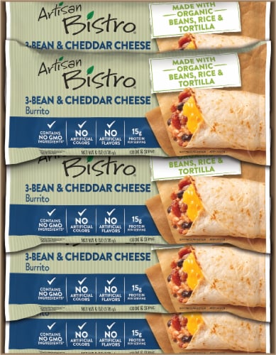 Artisan Bistro® 3-Bean & Cheddar Cheese Burrito Perspective: top