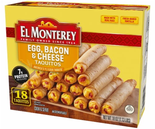 El Monterey® Egg Bacon and Cheese Frozen Breakfast Taquitos Perspective: top