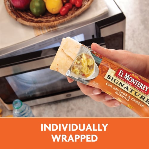El Monterey® Signature Egg Sausage Cheese Frozen Breakfast Burrito Perspective: top