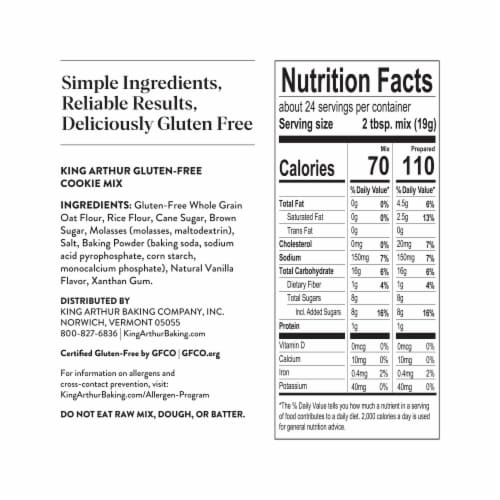 King Arthur Gluten-Free Cookie Mix, Non-GMO Project Verified, Certified Kosher, Non-Dairy Perspective: top
