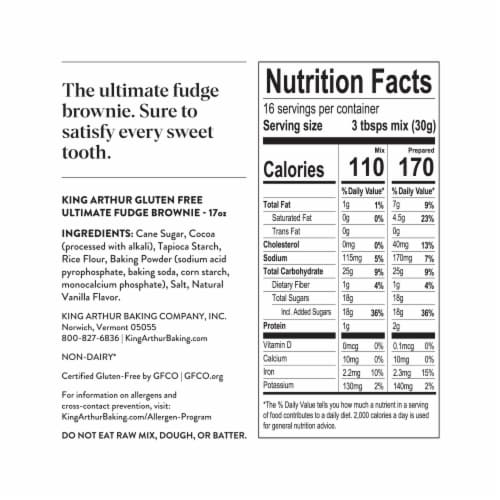 King Arthur, Gluten Free Fudge Brownie Mix, Non-GMO Project Verified, Certified Kosher Perspective: top