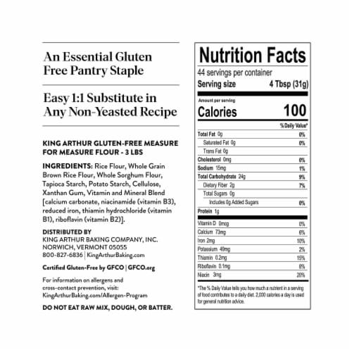 King Arthur Measure for Measure Flour, Non-GMO Project Verified, Certified Kosher Perspective: top