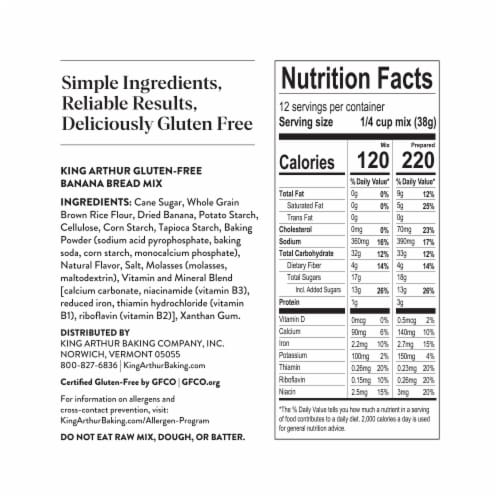 King Arthur Banana Bread + Muffin Mix, Gluten-Free, Non-GMO Project Verified, Certified Kosher Perspective: top