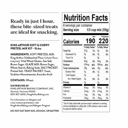 King Arthur Baking Company Soft & Chewy Pretzel Bites Mix Kit, Baking Mix - Ready in 1 hour Perspective: top