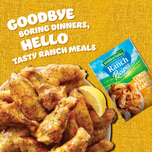 Hidden Valley Lemon Pepper Ranch Premium Recipe Mix and Seasoning Mix Packet Perspective: top