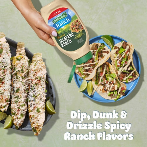 Hidden Valley Creamy Jalapeño Ranch Condiment and Dressing, Bottle Perspective: top