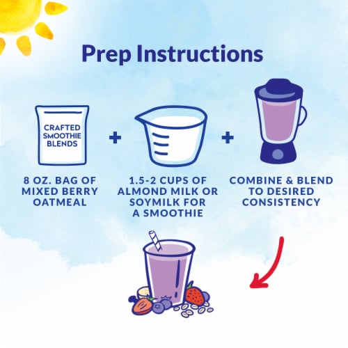 DOLE CRAFTED SMOOTHIE BLENDS® Mixed Berry Oatmeal Pre-Portioned Frozen Fruit Bags Perspective: top