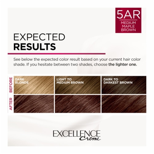 L'Oreal Paris Excellence Creme 5AR Medium Maple Brown Permanent Triple Care Hair Color Perspective: top