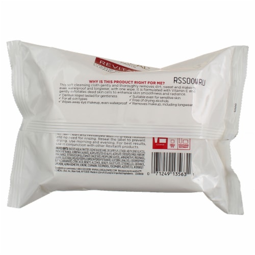 L'Oreal Paris RevitaLift Makeup Remover Towelettes, 30 Ct Perspective: top