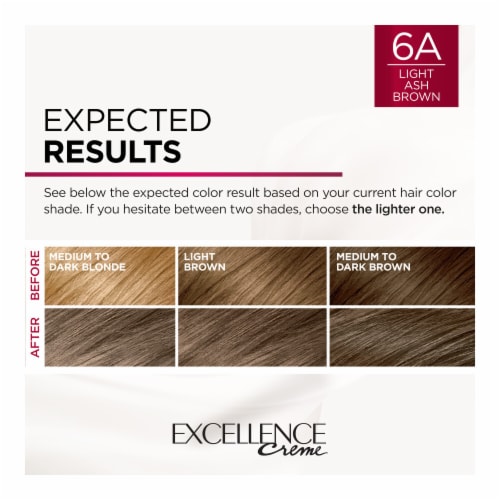 L'Oreal Paris Excellence Permanent Hair Color with Triple Care Protection 6A Light Ash Brown Perspective: top