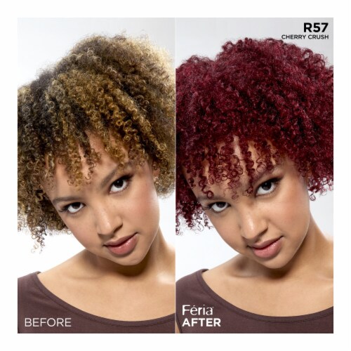 L'Oreal Feria Power Reds Cherry Crush Intense Medium Auburn R57 Permanent Hair Colour Gel Perspective: top
