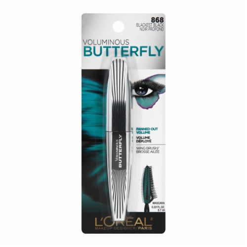 L'Oreal Paris Voluminous Butterfly Mascara Lengthening Washable 868 Blackest Black Perspective: top