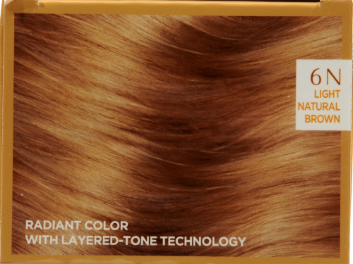 L'Oreal Excellence Age Perfect 6N Light Natural Brown Hair Color Kit Perspective: top