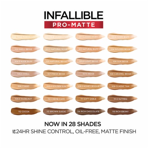 L'Oreal Paris Infallible Pro-Matte 102 Shell Beige Foundation Perspective: top
