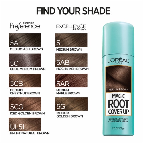 L'Oreal Paris Magic Root Cover Up Medium Brown Gray Concealer Spray Perspective: top
