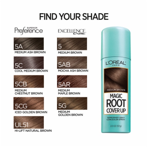 L'Oreal Paris Magic Root Cover Up Temporary Concealer Spray Medium Brown Perspective: top