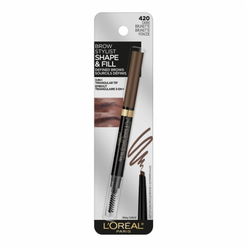 L'Oreal Paris Brow Stylist Shape And Fill 420 Dark Brunette Mechanical Eyebrow Pencil Perspective: top