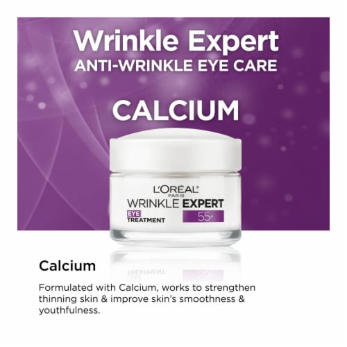 L'Oreal Paris Wrinkle Expert 55+ Eye Cream Treatment Anti-Wrinkle formulated with Calcium Perspective: top
