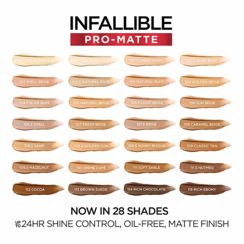 L'Oreal Paris Infallible Pro-Matte Foundation 104.5 Nude Buff Perspective: top