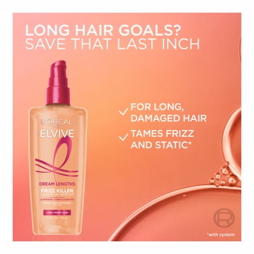 L'Oreal Paris Elvive Dream Lengths Frizz Killer Leave in Hair Serum for Long, Frizzy Hair Perspective: top