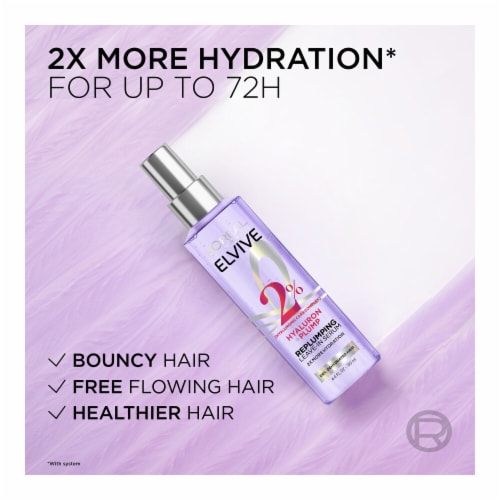 L'Oreal Paris Elvive Hyaluron Plump Replumping Moisture Hair Serum for Dry, Dehydrated Hair Perspective: top