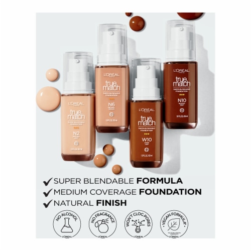 L'Oreal Paris True Match Liquid Foundation with Medium Coverage Super Blendable N11 Perspective: top