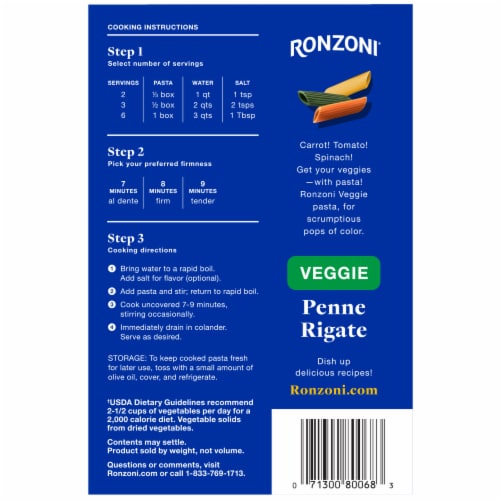 Ronzoni Garden Delight Non-GMO Penne Rigate Tricolor Pasta Perspective: top
