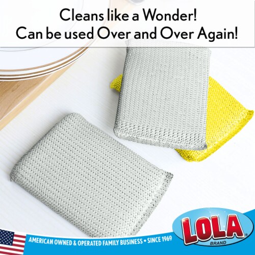 LOLA Wonder Scourer Non-Scratch Scouring Pad, Dual-Purpose Cleaning Sponge, 1 CT Perspective: top