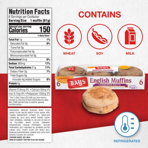 Bays Cinnamon Raisin English Muffins Perspective: top