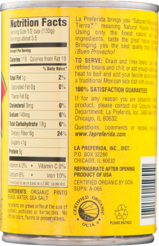 La Preferida® Organic Pinto Beans Perspective: top