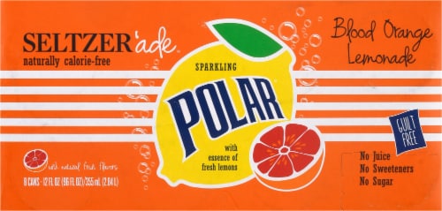 Polar'ade Blood Orange Lemonade Flavored Seltzer Water Cans Perspective: top