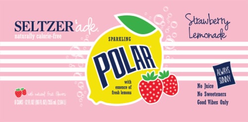Polar'ade® Strawberry Lemonade Flavored Seltzer Water Cans Perspective: top